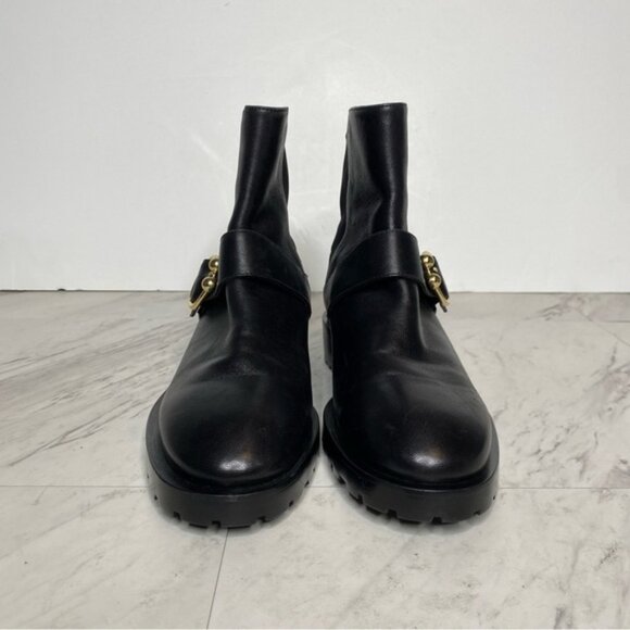 Stuart Weitzman Luxering Black Leather Bootie 7B - Picture 2 of 14